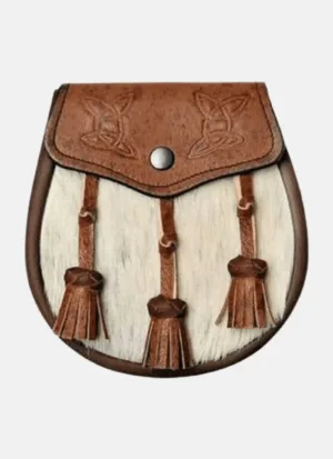 Semi Dress Natural Calfskin Khaki Celtic Embossed Sporran