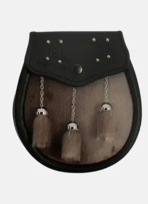 Semi Dress Natural Sealskin Studded Celtic Embossed Sporran